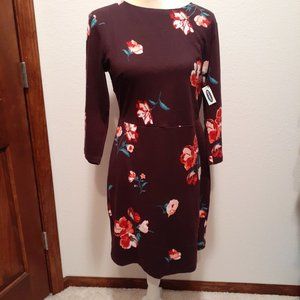 OLD NAVY Floral Brown Burgundy Floral Sheath Style Dress - Size Medium